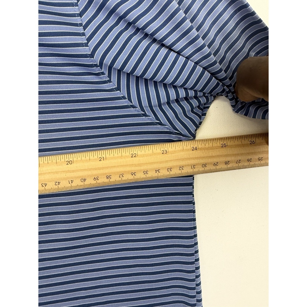 Greg Norman Polo Shirt Mens XL Blue Stripe PlayDry Golf Performance Stretch - Picture 5 of 7